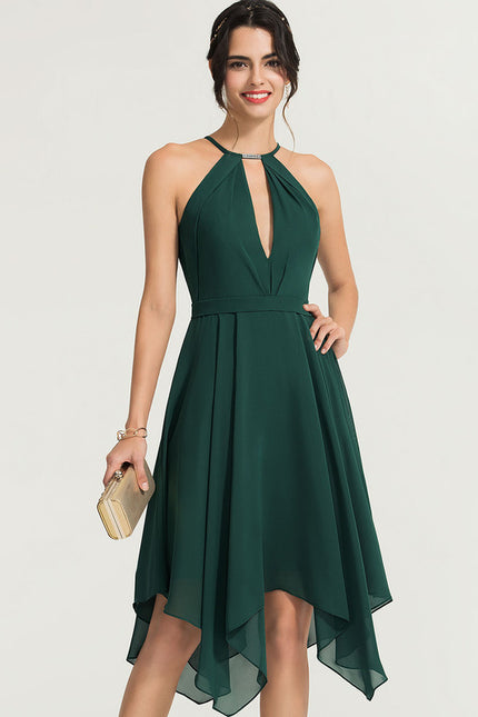 Robe Trapèze Bleue Navy Perlée Asymétrique - gallery 5