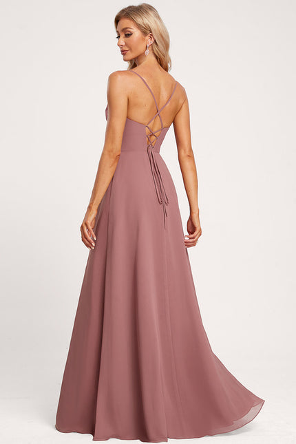 Robe Trapèze Longue Beige Élégante - gallery 3