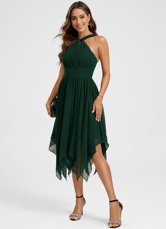 Robe Trapèze Mousseline Émeraude - gallery 9