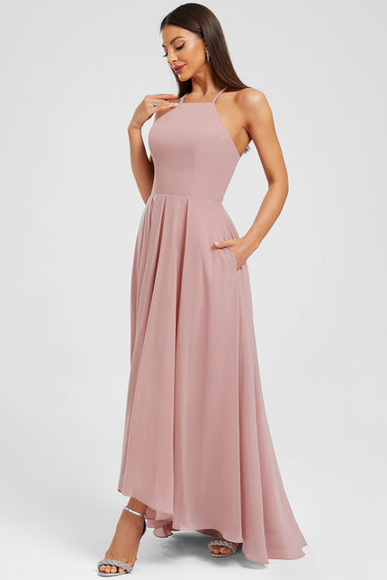 Robe Trapèze Mousseline Rose - gallery 3