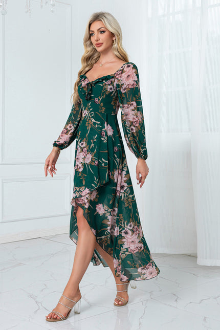 Robe Trapèze Florale Émeraude - gallery 3
