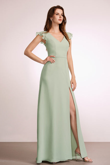 Robe Trapèze Longue Beige Élégante - gallery 1