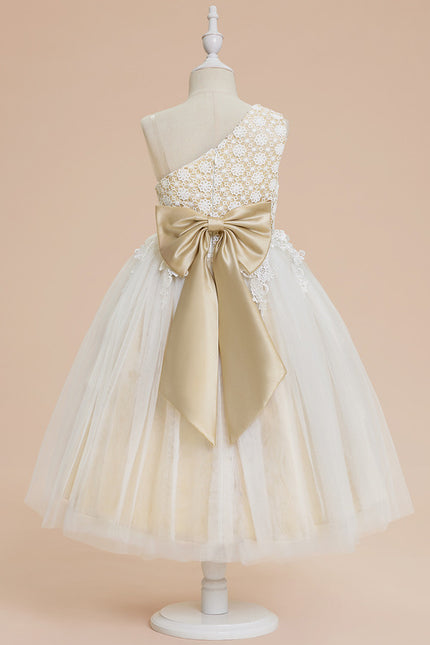 Robe Trapèze Nœud Écru Tulle