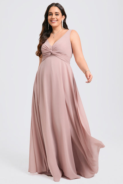 Robe Trapèze Longue Beige Élégante - gallery 6