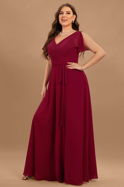 Robe Trapèze Longue Beige Élégante - gallery 8
