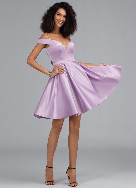 Robe Trapèze Lilas Satiné - gallery 4