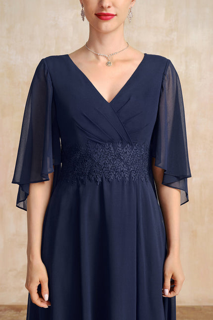 Robe Trapèze Chiffon Marine - gallery 6