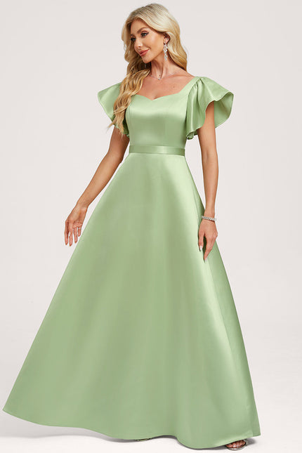 Robe Trapèze Fluide Vert Pâle - gallery 2