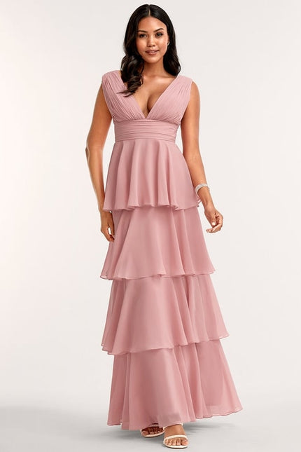 Robe Trapèze Longue Beige Élégante - gallery 1