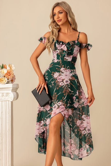 Robe Trapèze Élégance Florale Émeraude - gallery 4