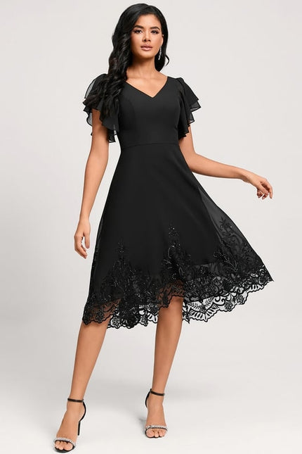Robe Trapèze Chic Noir Dentelle - gallery 4