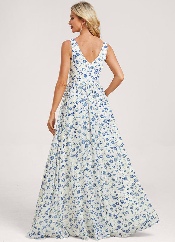 Robe Trapèze Longue Beige Élégante - gallery 4