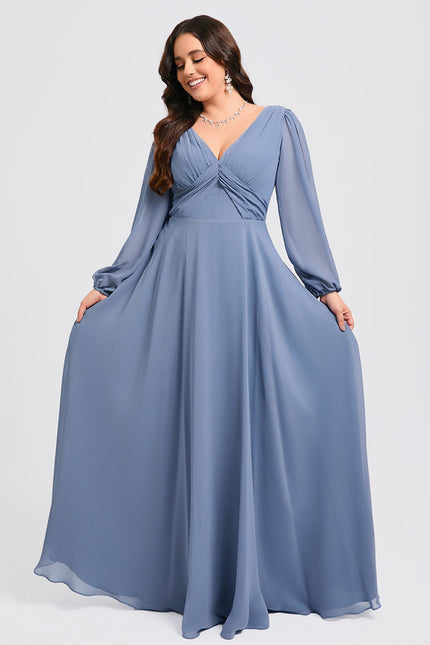 Robe Trapèze Longue Beige Élégante - gallery 8