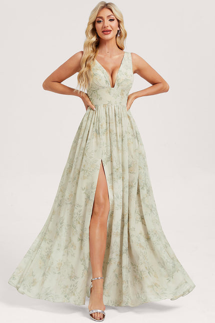 Robe Trapèze Longue Beige Élégante - gallery 3