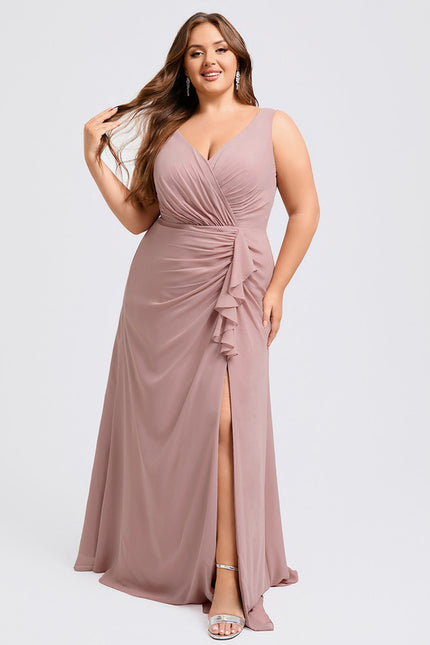 Robe Trapèze Longue Beige Élégante - gallery 7