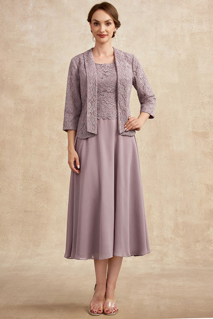 Robe Trapèze Lilas Élégant - gallery 3