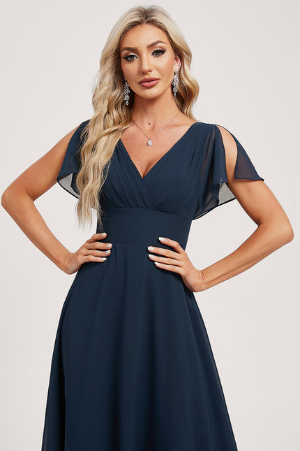 Robe Trapèze Longue Beige Élégante - gallery 3