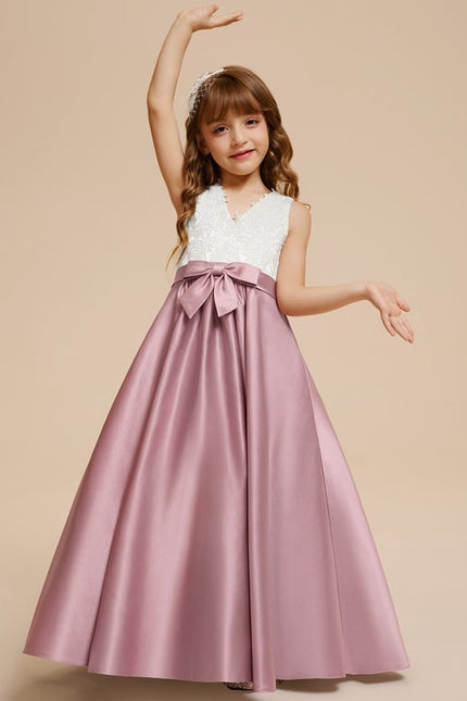 Robe Trapèze Mariage Enfant Satinée - gallery 8