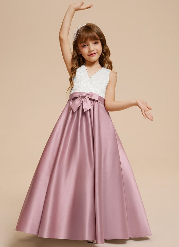 Robe Trapèze Mariage Enfant Satinée - gallery 8