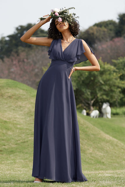 Robe Trapèze Longue Beige Élégante - gallery 7