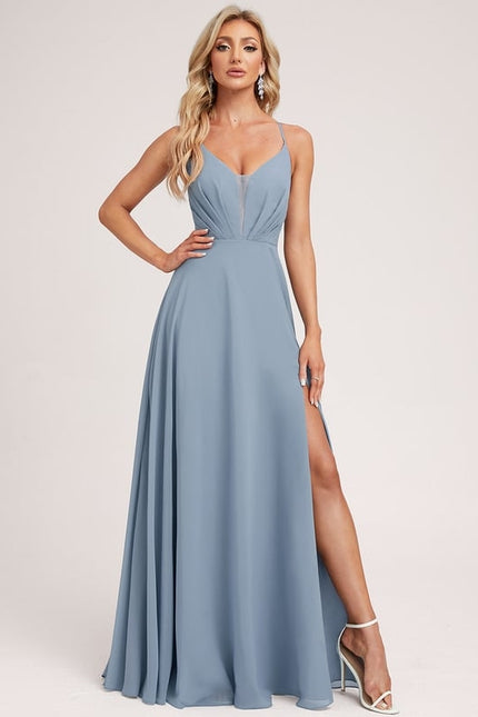 Robe Trapèze Longue Beige Élégante - gallery 3