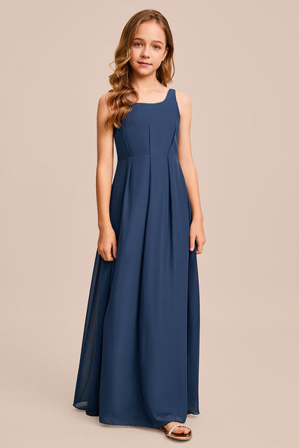 Robe Trapèze Mousseline Bleue - gallery 3