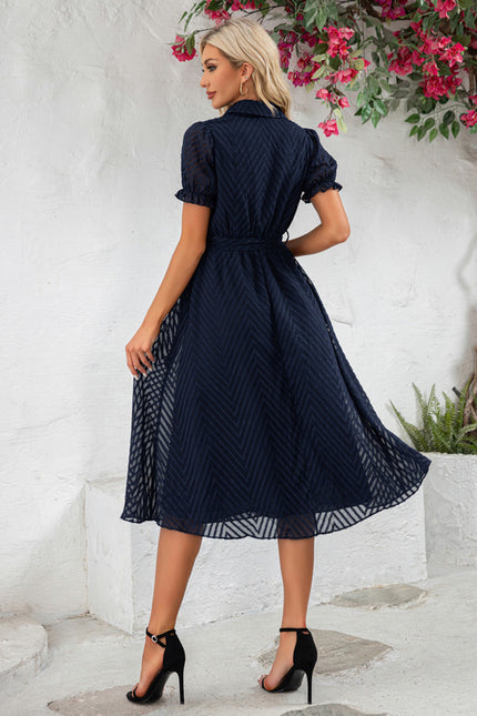 Robe Trapèze Marine Texturée - gallery 5