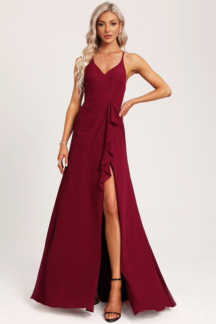 Robe Trapèze Longue Beige Élégante