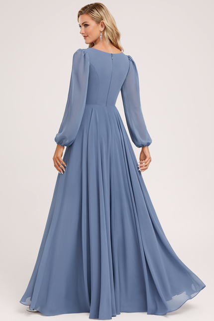 Robe Trapèze Longue Beige Élégante - gallery 4