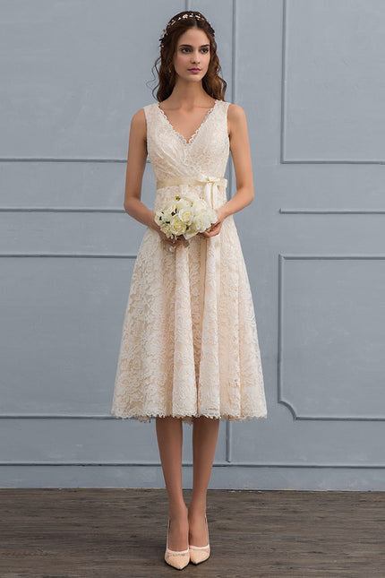 Robe Trapèze Lueur De Dentelle - gallery 2