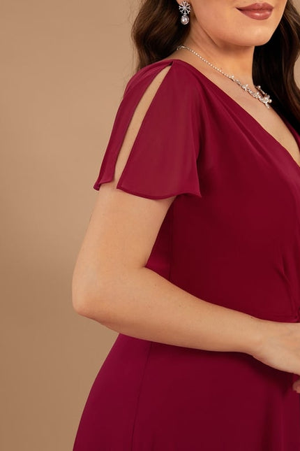 Robe Trapèze Longue Beige Élégante - gallery 9