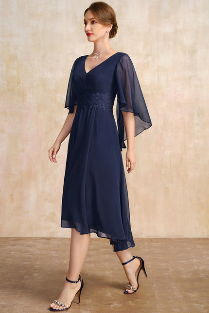 Robe Trapèze Chiffon Marine - gallery 3