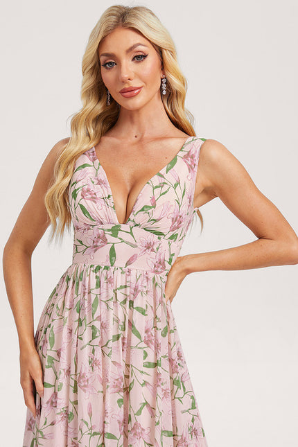 Robe Trapèze Longue Beige Élégante - gallery 3