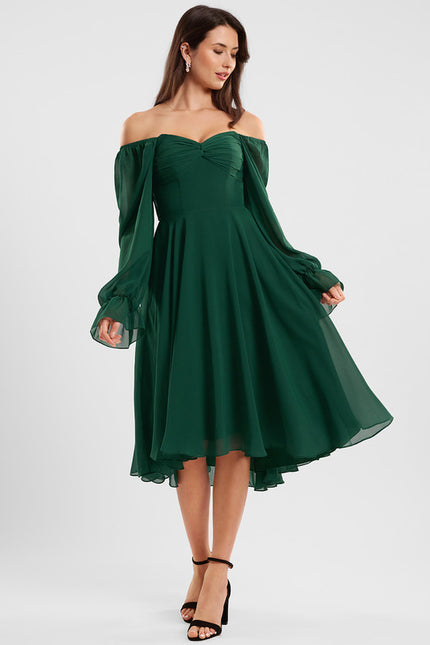 Robe Trapèze Flottante Verte - gallery 6
