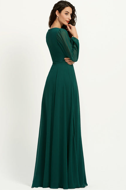 Robe Trapèze Longue Beige Élégante - gallery 1