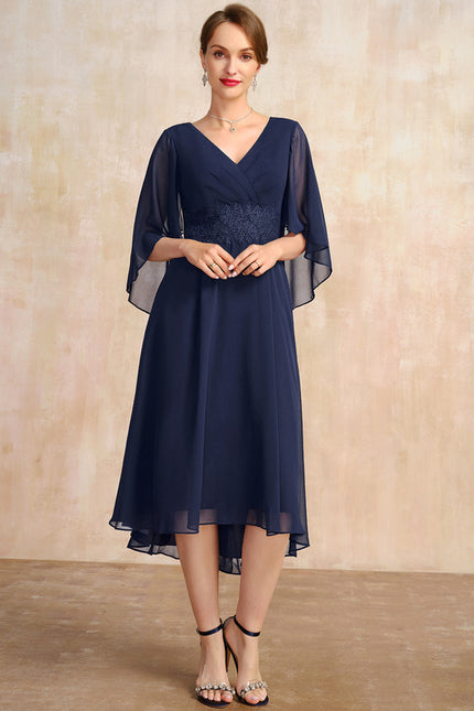 Robe Trapèze Chiffon Marine - gallery 2