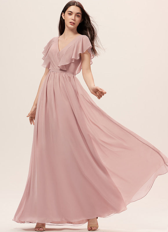 Robe Trapèze Longue Beige Élégante - gallery 3