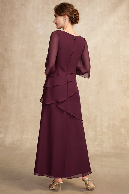 Robe Trapèze Mauve Mousseline Plissée Longue - gallery 5