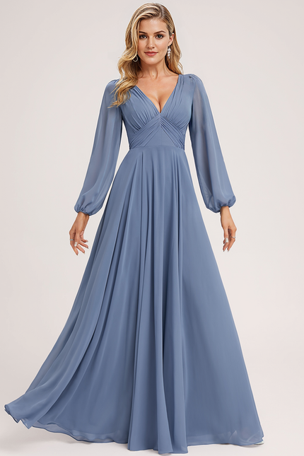 Robe Trapèze Longue Beige Élégante - gallery 3