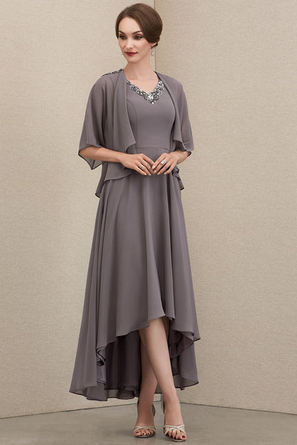 Robe Trapèze Gris Satiné Élégant - gallery 3