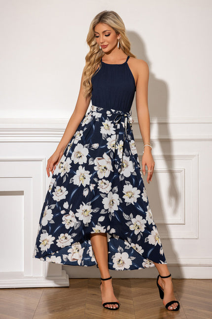 Robe Trapèze Fleurie Marine - gallery 5