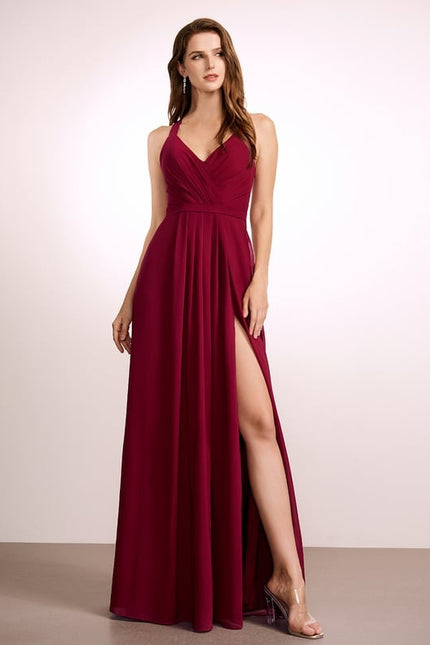 Robe Trapèze Longue Beige Élégante - gallery 1
