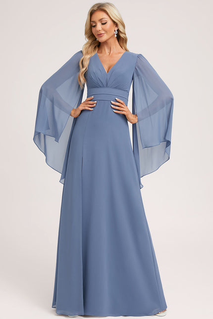 Robe Trapèze Longue Beige Élégante - gallery 2