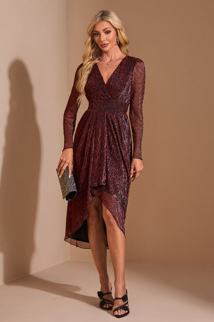 Robe Trapèze Bordeaux Éthéré - gallery 5