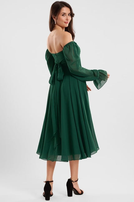 Robe Trapèze Flottante Verte - gallery 7