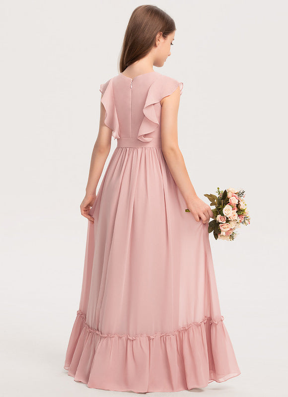 Robe Trapèze Rose Pastel Longue Mousseline - gallery 3