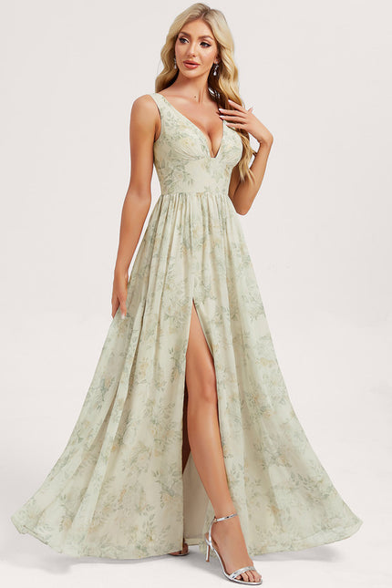 Robe Trapèze Longue Beige Élégante - gallery 2