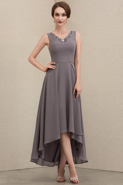 Robe Trapèze Gris Satiné Élégant - gallery 5