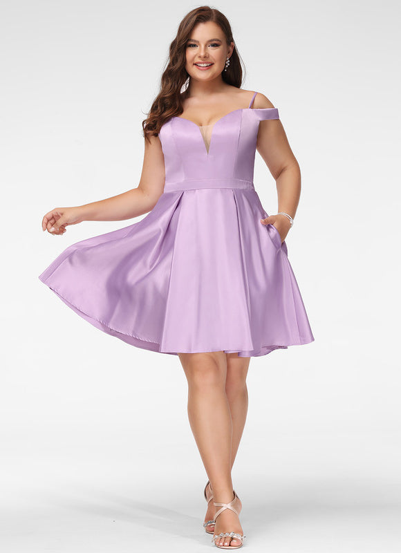 Robe Trapèze Lilas Satiné - gallery 7