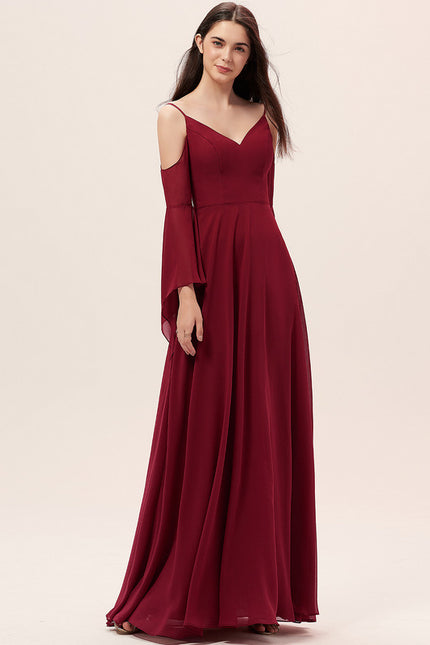 Robe Trapèze Longue Beige Élégante - gallery 2